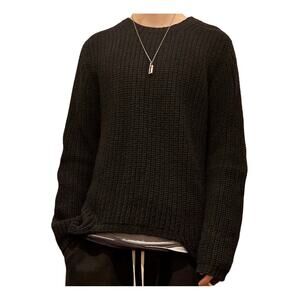 Rick Owens Sphinx FW15 Virgin Wool Cable Knit Sweater XL Dark Dust Grey Brown